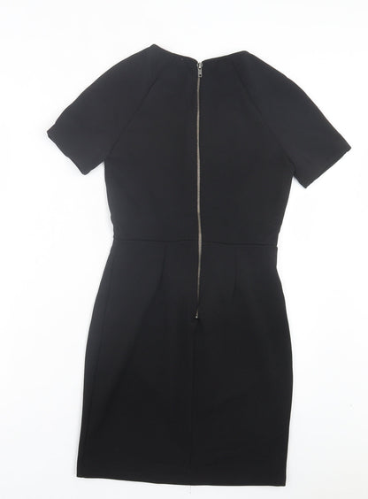 FOREVER 21 Womens Black Polyester Shift Size S Crew Neck Zip
