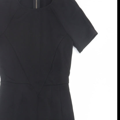 FOREVER 21 Womens Black Polyester Shift Size S Crew Neck Zip