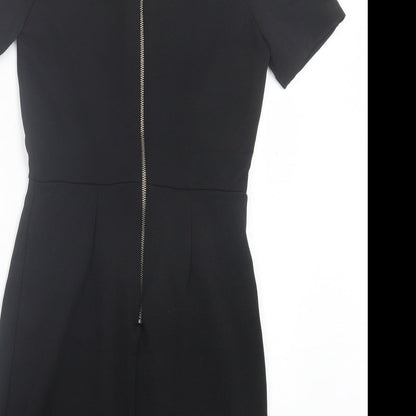 FOREVER 21 Womens Black Polyester Shift Size S Crew Neck Zip