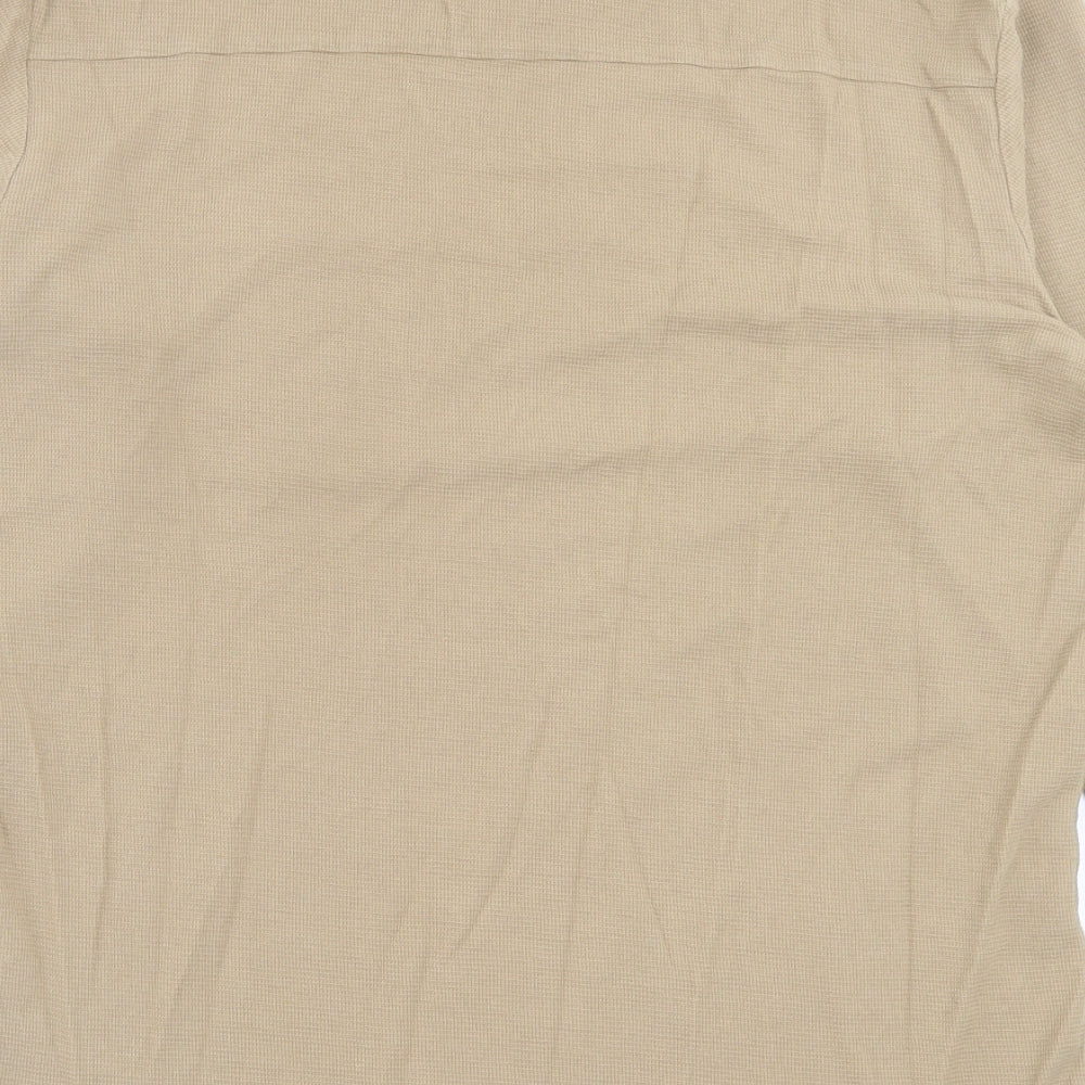 Zara Mens Brown Cotton T-Shirt Size L Crew Neck - Pocket Detail