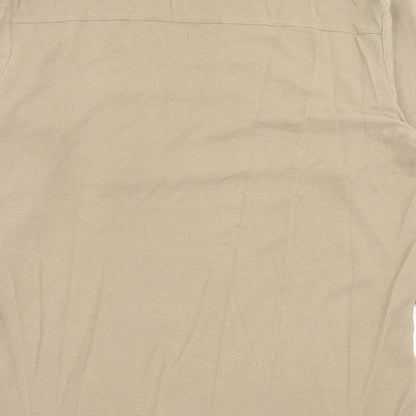 Zara Mens Brown Cotton T-Shirt Size L Crew Neck - Pocket Detail