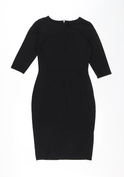 F&F Womens Black Viscose A-Line Size 6 Round Neck Zip