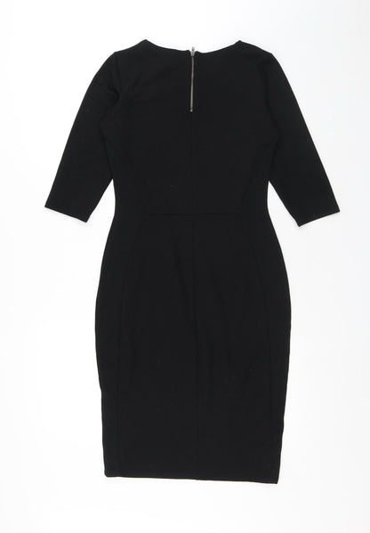 F&F Womens Black Viscose A-Line Size 6 Round Neck Zip