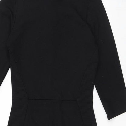 F&F Womens Black Viscose A-Line Size 6 Round Neck Zip