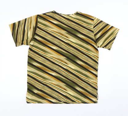 Dian Dian Tong Womens Multicoloured Striped Polyester Basic T-Shirt Size M Round Neck