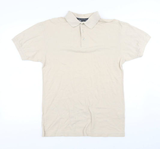 Armando Mens Beige Cotton Polo Size S Collared Button