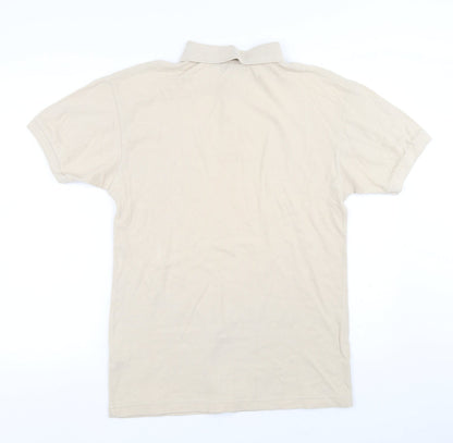 Armando Mens Beige Cotton Polo Size S Collared Button