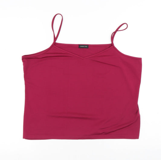 F&F Womens Purple Polyester Basic Tank Size L V-Neck