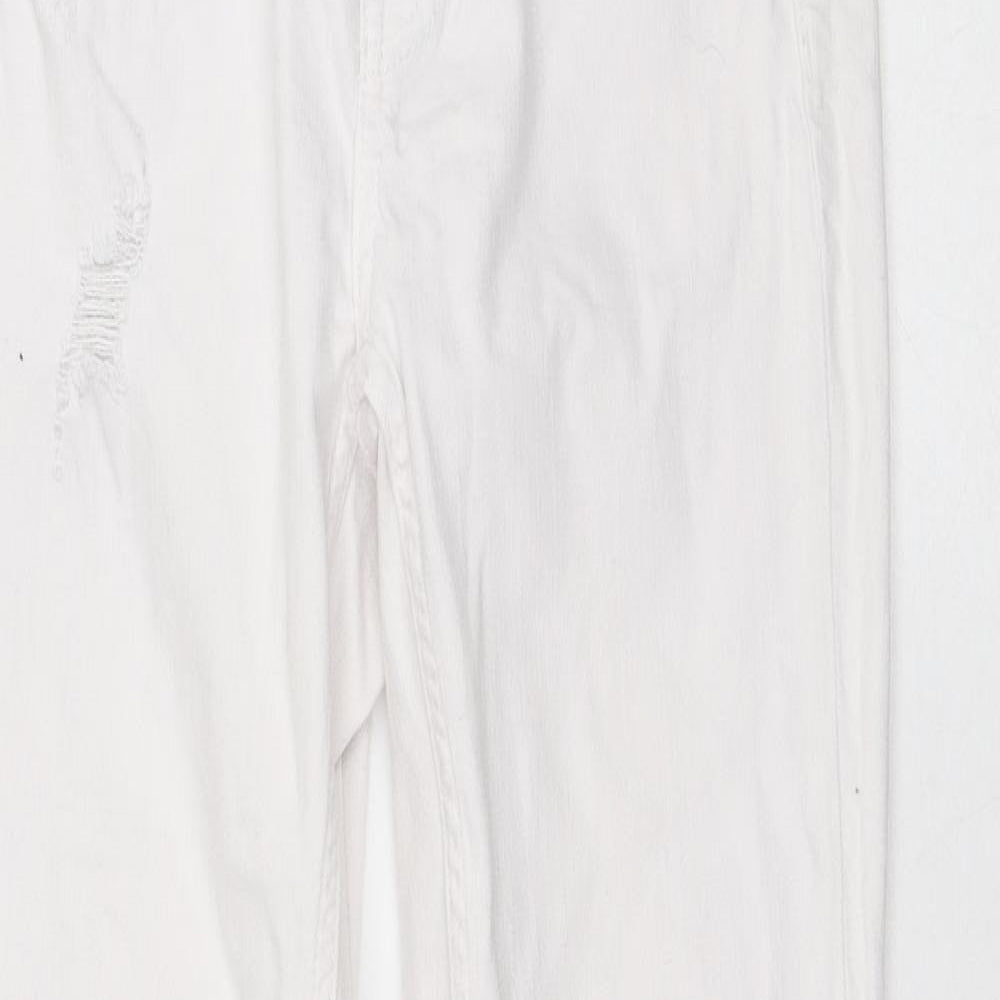 Zara Womens White Cotton Skinny Jeans Size 8 L26 in Regular Button