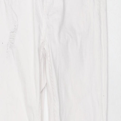Zara Womens White Cotton Skinny Jeans Size 8 L26 in Regular Button