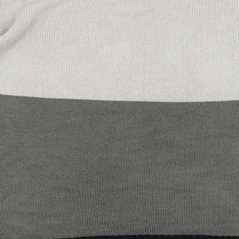 Damart Mens Grey High Neck Geometric Acrylic Pullover Jumper Size L