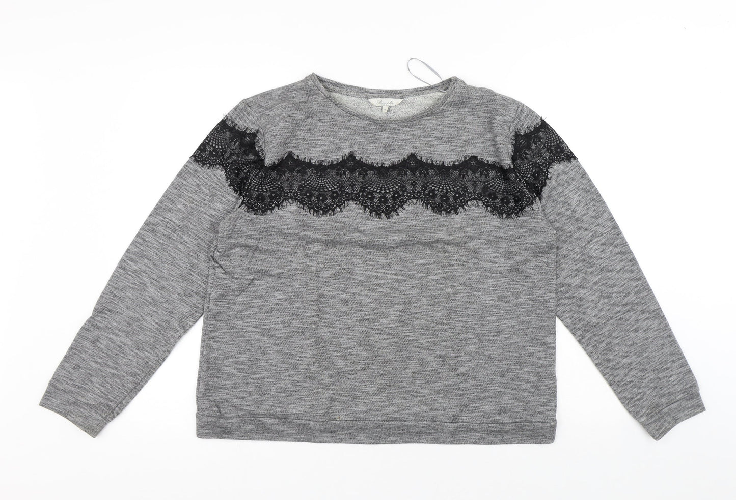 Peacocks Womens Grey Round Neck Polyethylene Pullover Jumper Size 16 - Lace