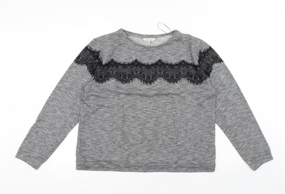 Peacocks Womens Grey Round Neck Polyethylene Pullover Jumper Size 16 - Lace
