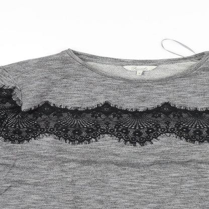 Peacocks Womens Grey Round Neck Polyethylene Pullover Jumper Size 16 - Lace