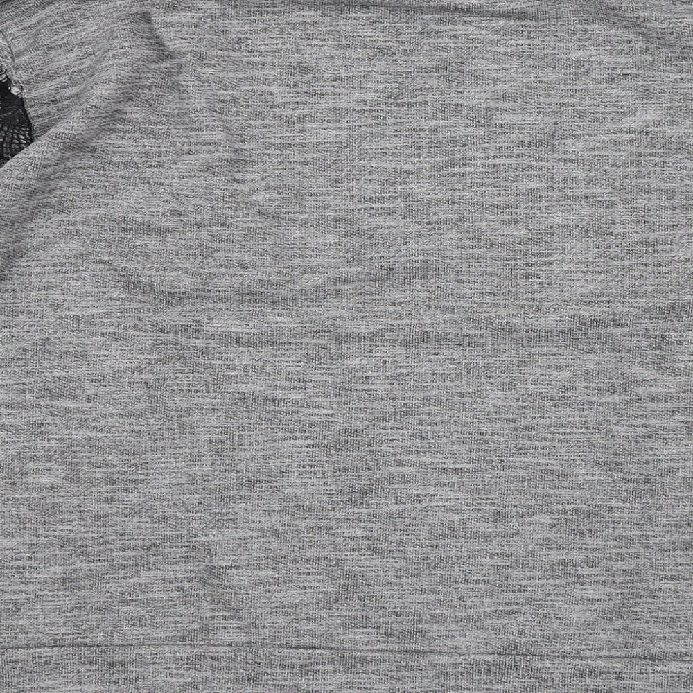 Peacocks Womens Grey Round Neck Polyethylene Pullover Jumper Size 16 - Lace