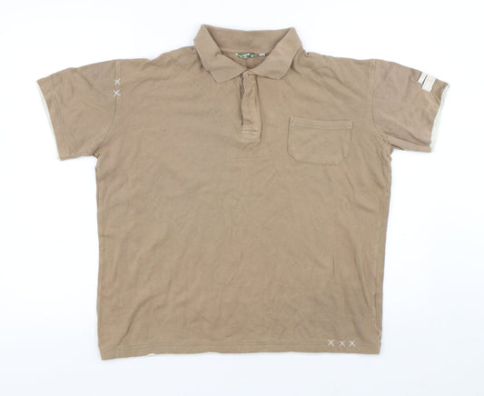 Canadian bear Mens Brown Cotton Polo Size M Collared Button