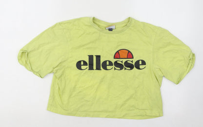 ellesse Womens Gold Cotton Cropped T-Shirt Size 10 Round Neck