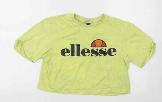 ellesse Womens Gold Cotton Cropped T-Shirt Size 10 Round Neck