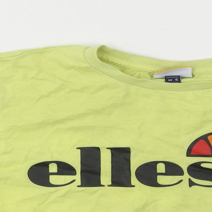 ellesse Womens Gold Cotton Cropped T-Shirt Size 10 Round Neck