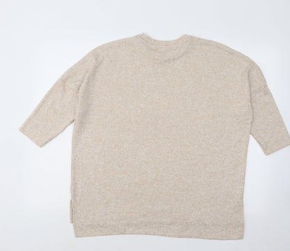 Primark Womens Beige Round Neck Polyester Pullover Jumper Size 6