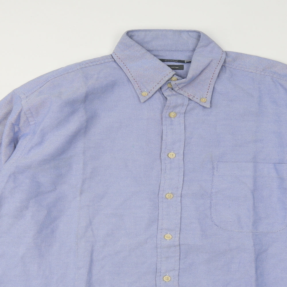 Mens UK Size 16.5 Code Blue  Button-Up Long Sleeve Casual Shirt