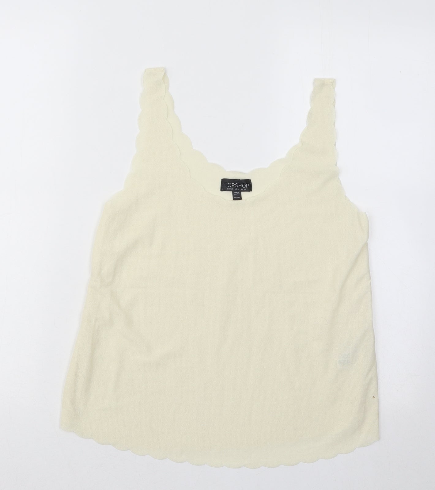 Womens UK Size 10 Topshop Yellow Basic Tank