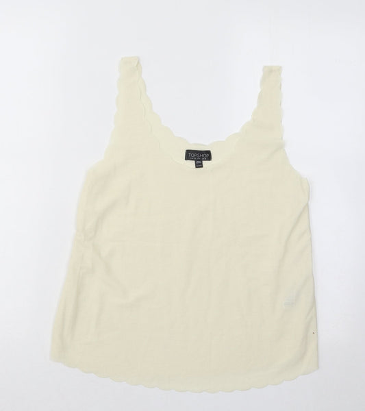 Womens UK Size 10 Topshop Yellow Basic Tank