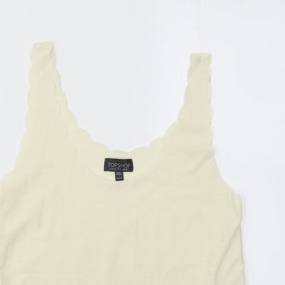 Womens UK Size 10 Topshop Yellow Basic Tank