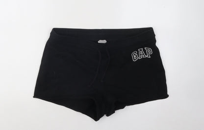Gap Womens Black Cotton Hot Pants Shorts Size L Regular Drawstring