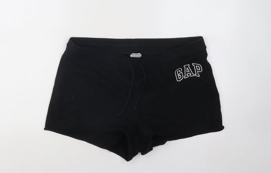 Gap Womens Black Cotton Hot Pants Shorts Size L Regular Drawstring