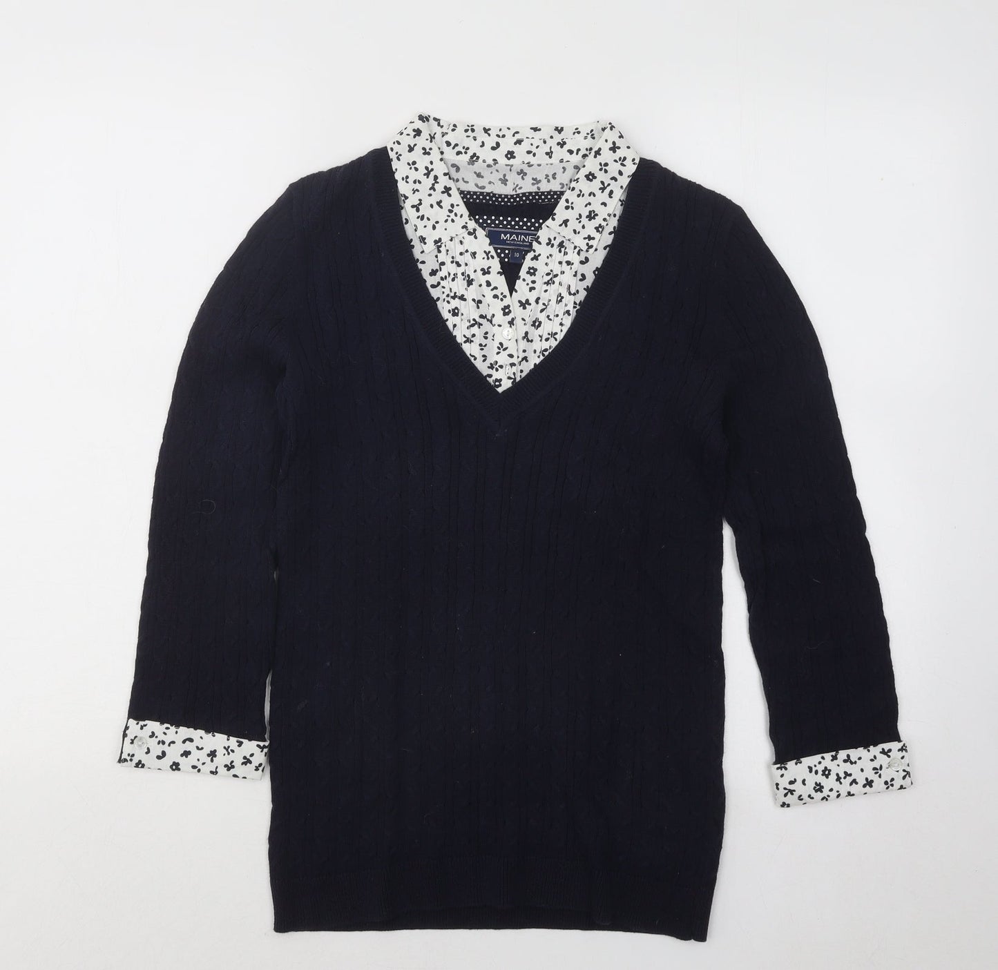 Womens UK Size 10 Maine Blue Pullover Jumper
