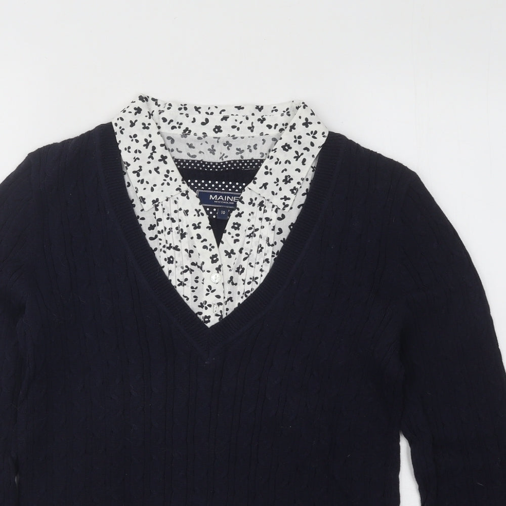 Womens UK Size 10 Maine Blue Pullover Jumper