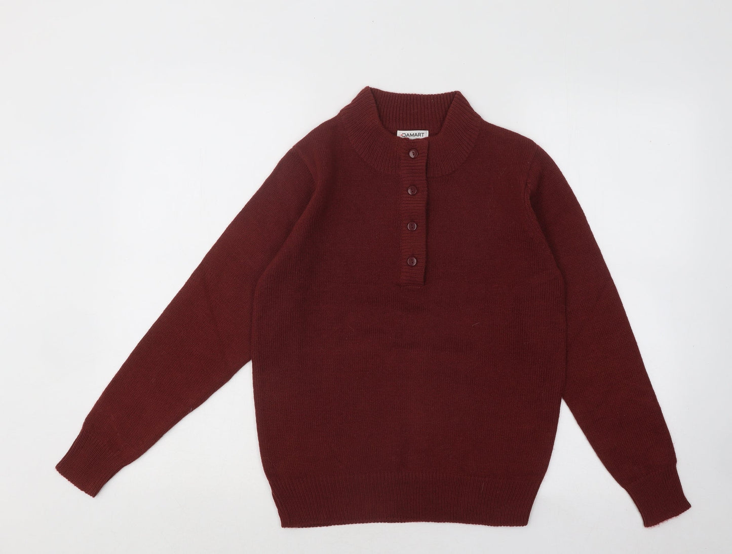 Damart Womens Red Mock Neck Acrylic Pullover Jumper Size 8