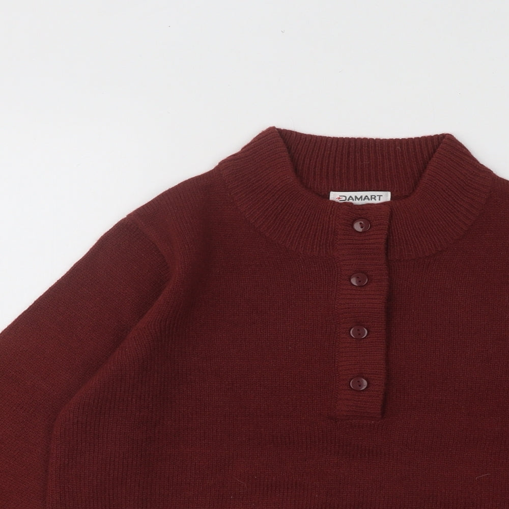 Damart Womens Red Mock Neck Acrylic Pullover Jumper Size 8
