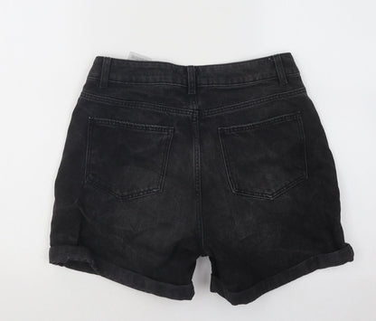 Noisy may Womens Black Cotton Hot Pants Shorts Size S Regular Button - Distressed