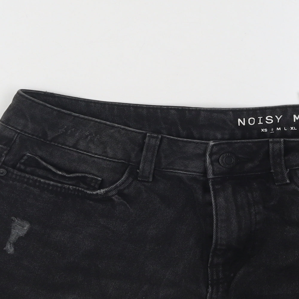 Noisy may Womens Black Cotton Hot Pants Shorts Size S Regular Button - Distressed