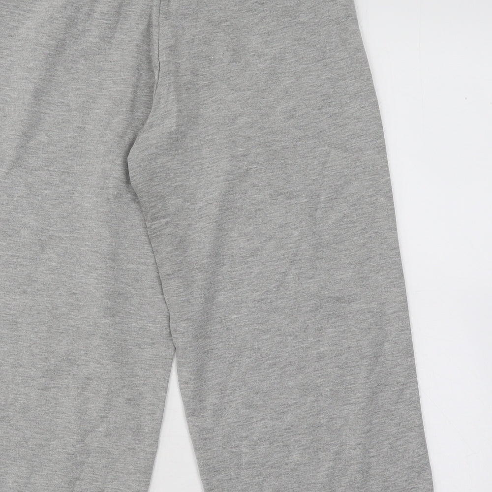 TITLE Womens Grey Cotton Cropped Trousers Size 10 L20 in Regular Drawstring