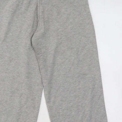 TITLE Womens Grey Cotton Cropped Trousers Size 10 L20 in Regular Drawstring