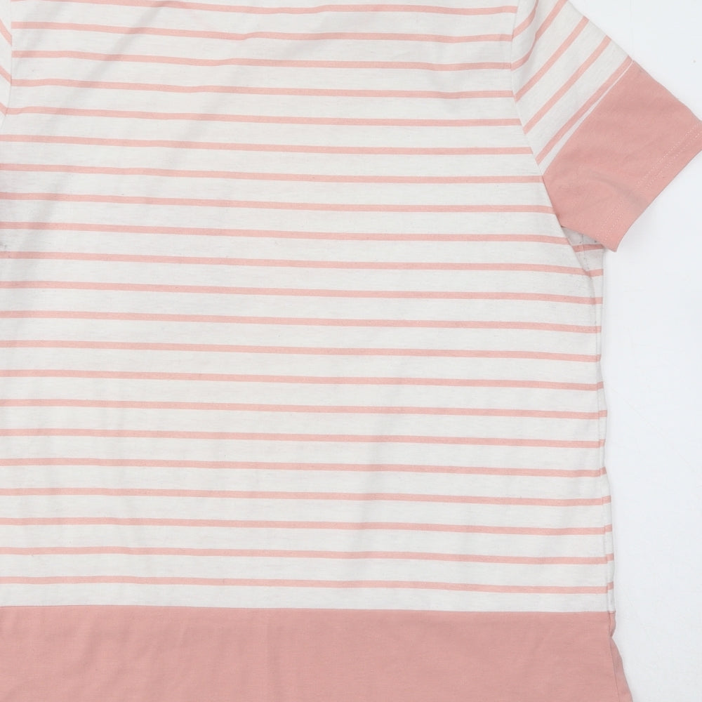 SheIn Womens Pink Striped Polyester Basic T-Shirt Size M Round Neck