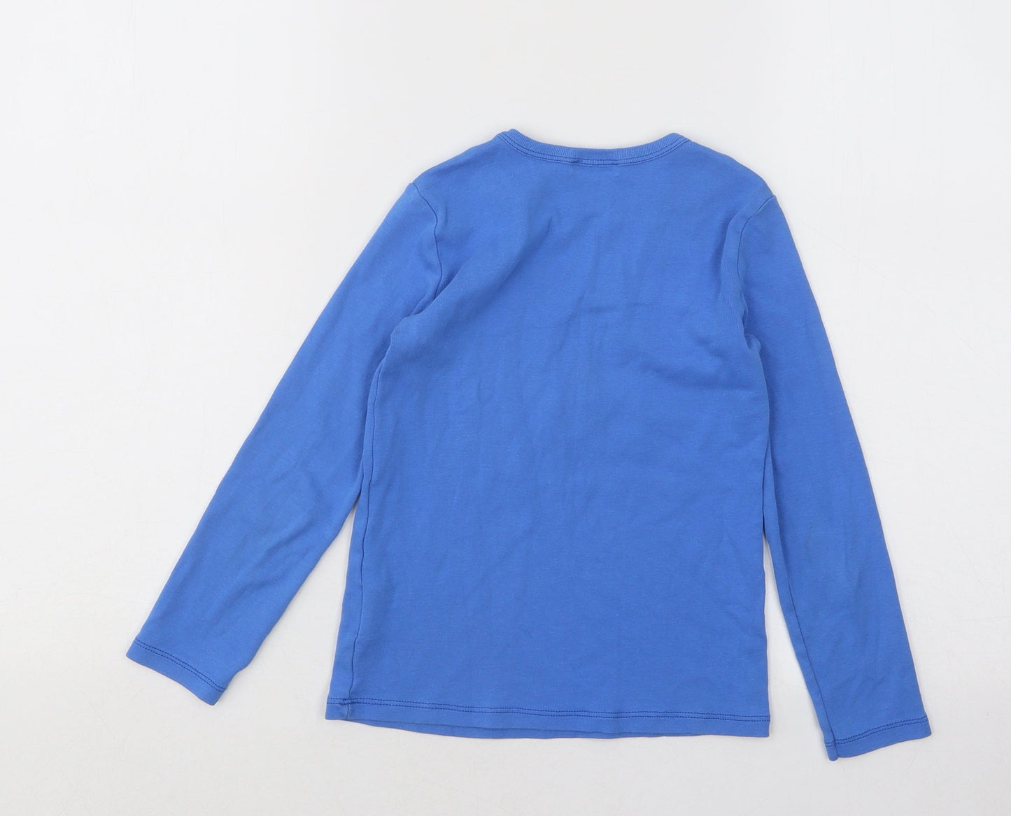 United Colors of Benetton Girls Blue Cotton Basic T-Shirt Size 6-7 Years Round Neck Pullover