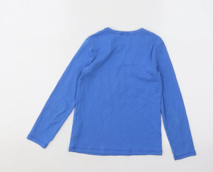 United Colors of Benetton Girls Blue Cotton Basic T-Shirt Size 6-7 Years Round Neck Pullover