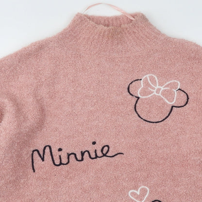 Primark Womens Pink Mock Neck Acrylic Pullover Jumper Size 4 - Minnie Mouse