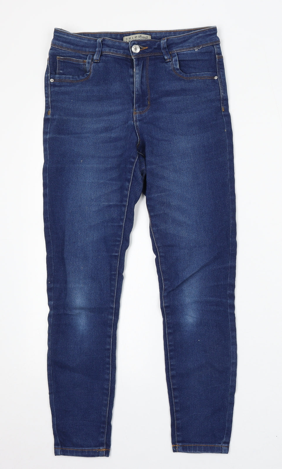 Denim & Co. Womens Blue Cotton Skinny Jeans Size 10 L27 in Regular Button