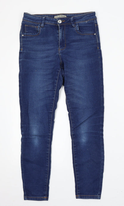 Denim & Co. Womens Blue Cotton Skinny Jeans Size 10 L27 in Regular Button