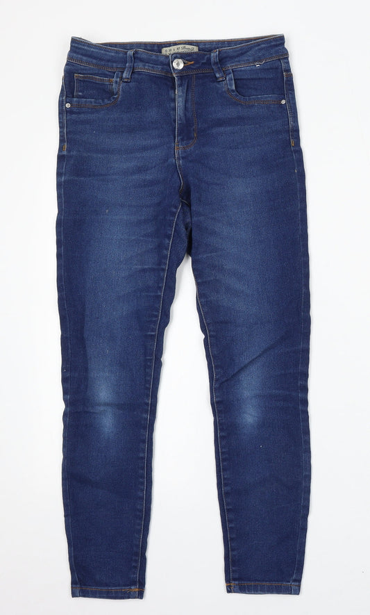 Denim & Co. Womens Blue Cotton Skinny Jeans Size 10 L27 in Regular Button