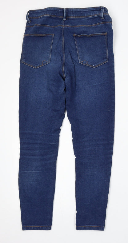 Denim & Co. Womens Blue Cotton Skinny Jeans Size 10 L27 in Regular Button