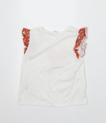 SheIn Girls White Cotton Basic Blouse Size 4 Years Round Neck - Bring Good Luck