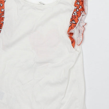 SheIn Girls White Cotton Basic Blouse Size 4 Years Round Neck - Bring Good Luck
