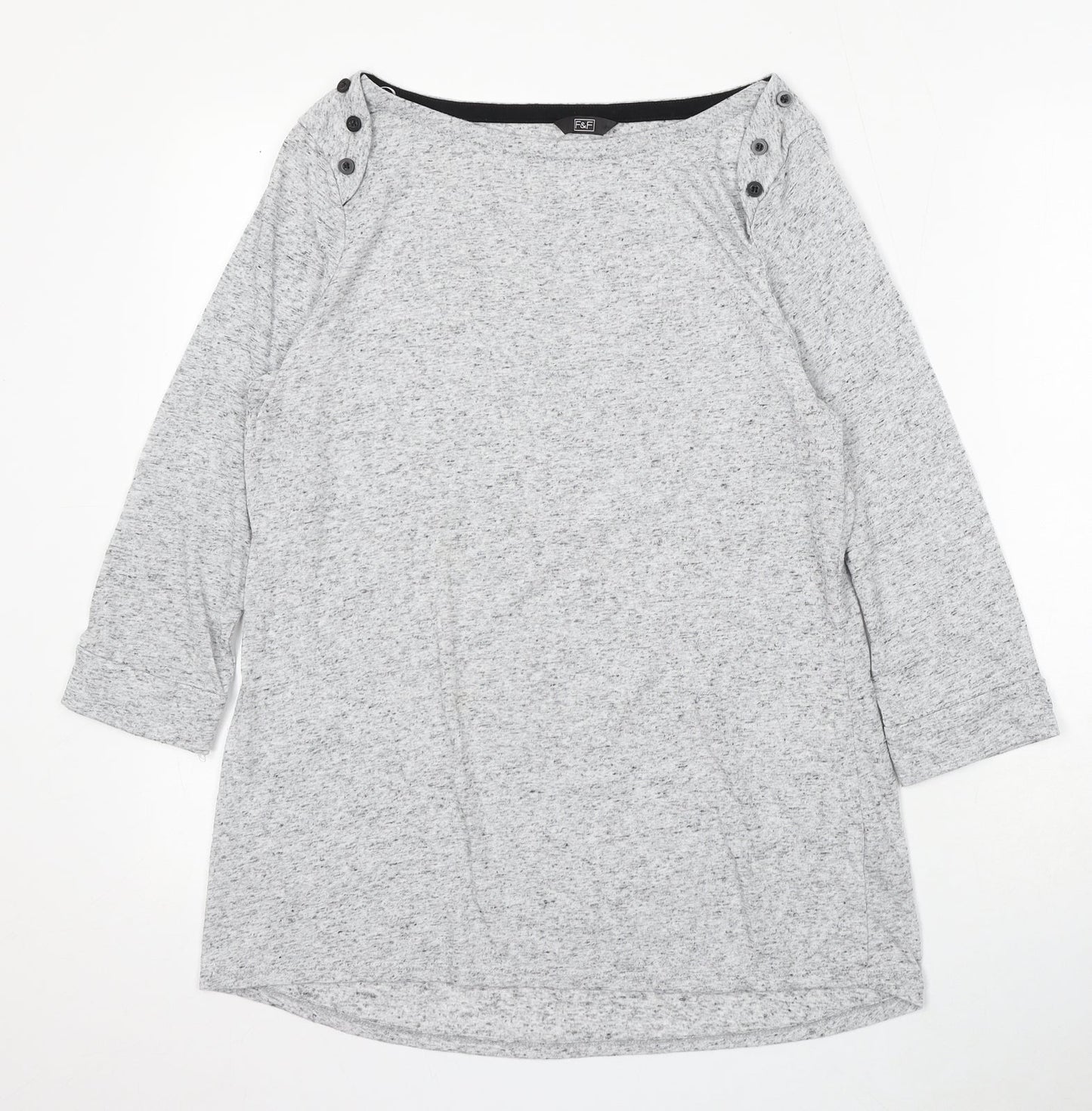 F&F Womens Grey Round Neck Polyester Pullover Jumper Size 12