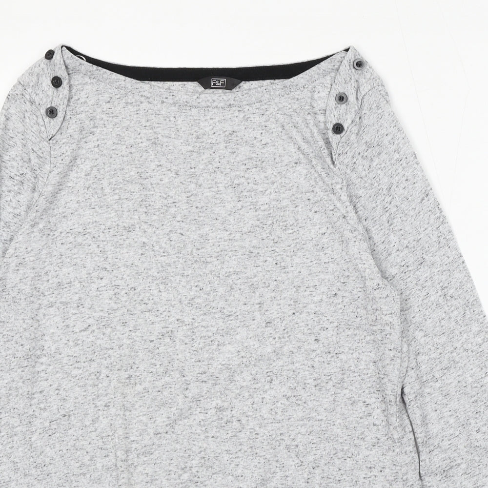 F&F Womens Grey Round Neck Polyester Pullover Jumper Size 12
